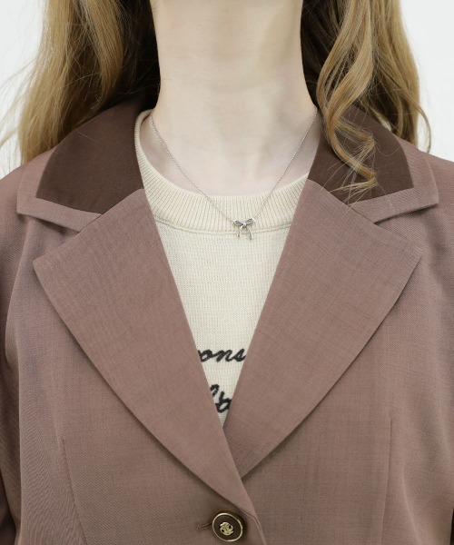 F i.n.t（フィント）の「釦使いパフスリーブジャケットセットアップ（セットアップ・レディース・グレー/ブラウン・FREE）」の9枚目の写真