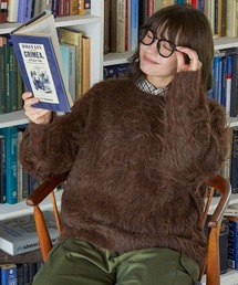 アソート オーバーサイズ シャギージャガードニット