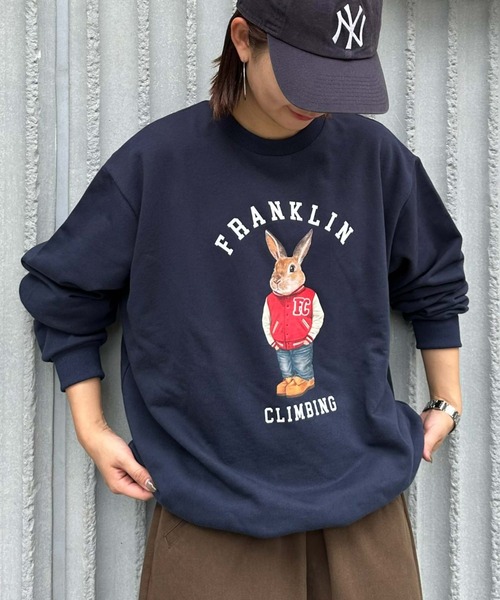 Franklin Climbing（フランクリンクライミング）の「【Franklin Climbing】ウサギ＆スタジャンスウェット（スウェット・メンズ・ネイビー/ライトグレー/アイボリー・LARGE/MEDIUM）」の3枚目の写真