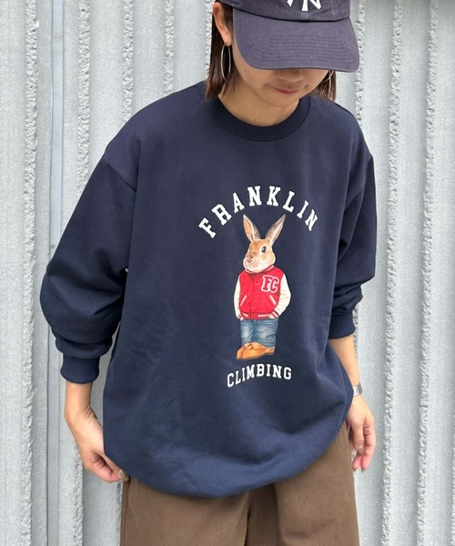 Franklin Climbing（フランクリンクライミング）の「【Franklin Climbing】ウサギ＆スタジャンスウェット（スウェット・メンズ・ネイビー/ライトグレー/アイボリー・LARGE/MEDIUM）」の4枚目の写真