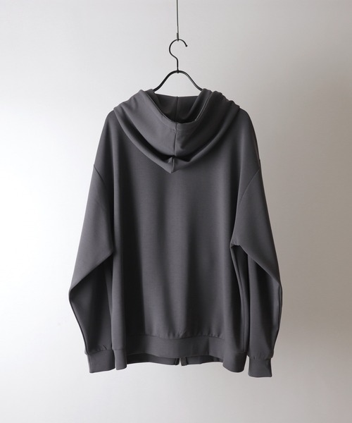 Confirm（コンファーム）の「ワンポイント刺繍 ビッグシルエット ドレープとろみ ポンチフルジップパーカー フーディー【Confirm】（パーカー・メンズ・チャコールグレー/ブラック/ホワイト・L/M）」の7枚目の写真