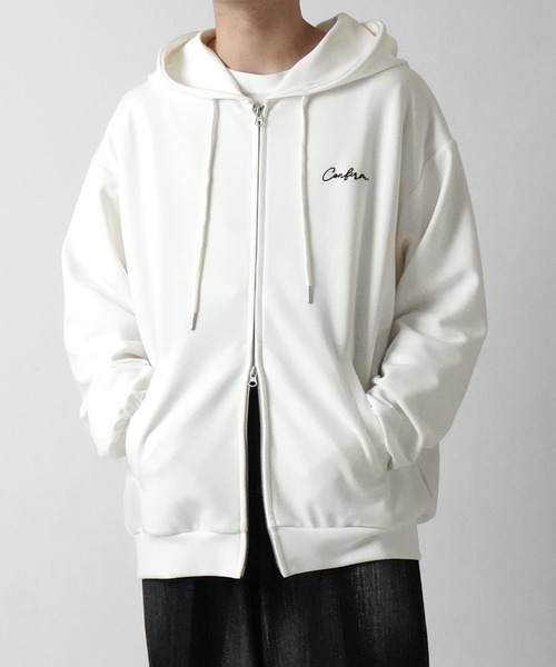 Confirm（コンファーム）の「ワンポイント刺繍 ビッグシルエット ドレープとろみ ポンチフルジップパーカー フーディー【Confirm】（パーカー・メンズ・チャコールグレー/ブラック/ホワイト・L/M）」の21枚目の写真