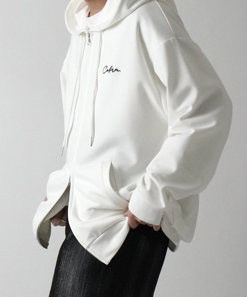 Confirm（コンファーム）の「ワンポイント刺繍 ビッグシルエット ドレープとろみ ポンチフルジップパーカー フーディー【Confirm】（パーカー・メンズ・チャコールグレー/ブラック/ホワイト・L/M）」の22枚目の写真