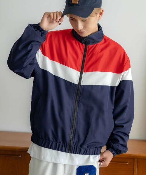 SIDEWAY STANCE（サイドウェイスタンス）の「【SIDEWAY STANCE】裏トリコット 切替 スタンドブルゾン（ブルゾン・メンズ・ネイビー/ブラック/グリーン/チャコール・MEDIUM/LARGE/X-LARGE）」の4枚目の写真