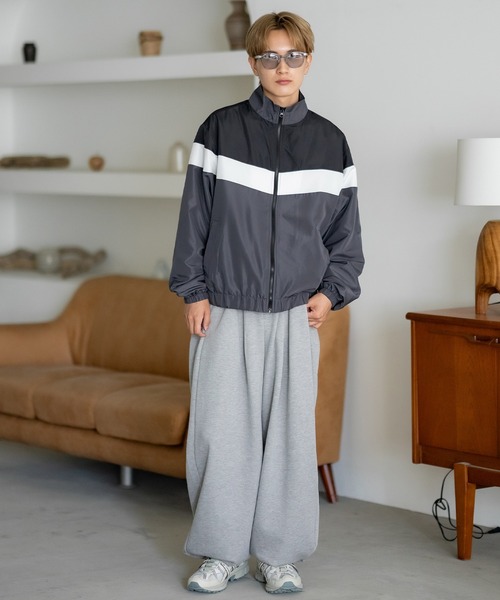 SIDEWAY STANCE（サイドウェイスタンス）の「【SIDEWAY STANCE】裏トリコット 切替 スタンドブルゾン（ブルゾン・メンズ・ネイビー/ブラック/グリーン/チャコール・MEDIUM/LARGE/X-LARGE）」の12枚目の写真