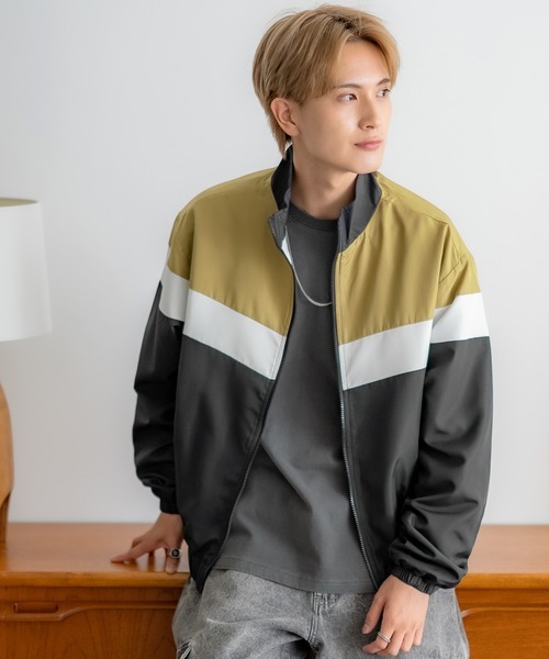 SIDEWAY STANCE（サイドウェイスタンス）の「【SIDEWAY STANCE】裏トリコット 切替 スタンドブルゾン（ブルゾン・メンズ・ネイビー/ブラック/グリーン/チャコール・MEDIUM/LARGE/X-LARGE）」の5枚目の写真