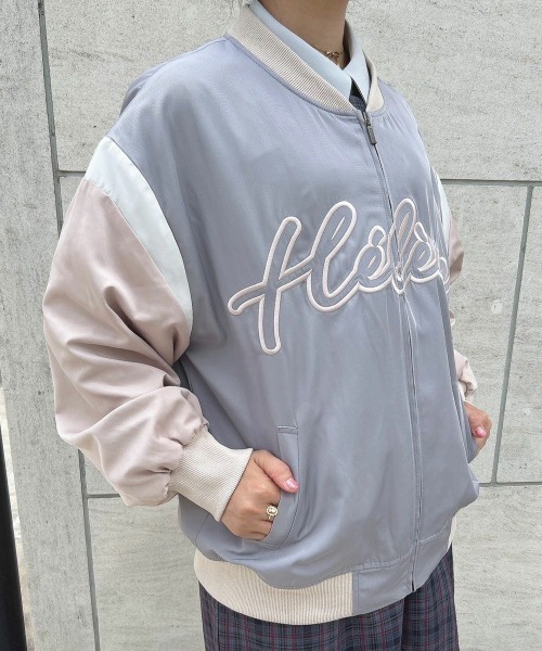 F i.n.t（フィント）の「フロントロゴ刺繍スタジャン/fint（スタジャン・レディース・グレー×ピンク/ネイビー×ホワイト・FREE）」の6枚目の写真