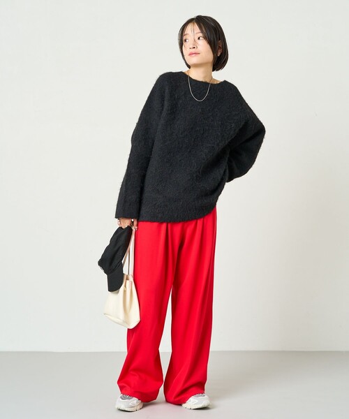 FREAK'S STORE(フリークスストア)の「限定展開 ポンチ ワイド スラックスパンツ(スラックス・レディース・ベージュ/パープル/ネイビー/ブラック/ライトグレー/グリーン/レッド・MEDIUM/SMALL)」の10枚目の写真