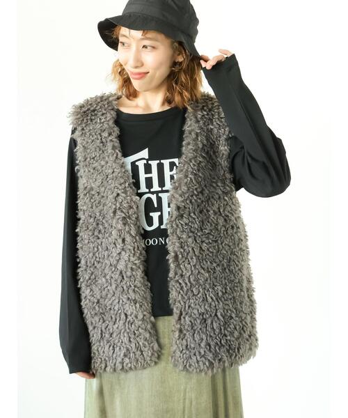 Lugnoncure（ルノンキュール）の「【帯電防止】着丈が選べるボアベスト