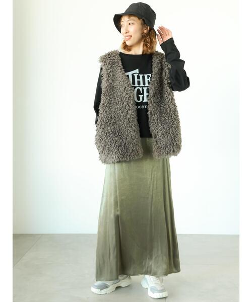 Lugnoncure（ルノンキュール）の「【帯電防止】着丈が選べるボアベスト（ベスト・レディース・ベージュ/チャコールグレー/オフホワイト・ﾌﾘｰ(M)/ﾌﾘｰ(L)）」の18枚目の写真