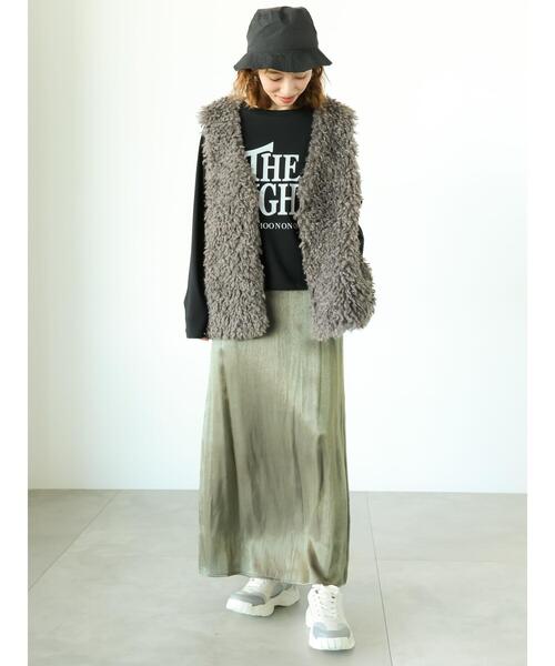 Lugnoncure（ルノンキュール）の「【帯電防止】着丈が選べるボアベスト（ベスト・レディース・ベージュ/チャコールグレー/オフホワイト・ﾌﾘｰ(M)/ﾌﾘｰ(L)）」の19枚目の写真