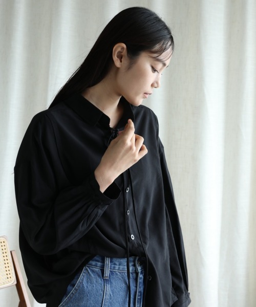 aimoha（アイモハ）の「【Aimoha】コード付き長袖シャツ（シャツ/ブラウス・レディース・ベージュ/ホワイト/オフホワイト/ブラック/ブルー・FREE）」の13枚目の写真