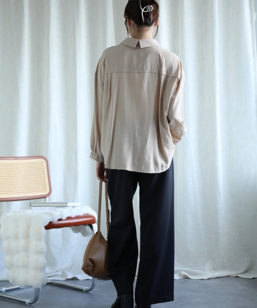 aimoha（アイモハ）の「【Aimoha】コード付き長袖シャツ（シャツ/ブラウス・レディース・ベージュ/ホワイト/オフホワイト/ブラック/ブルー・FREE）」の11枚目の写真