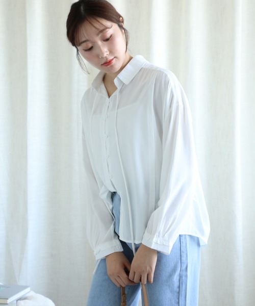 aimoha（アイモハ）の「【Aimoha】コード付き長袖シャツ（シャツ/ブラウス・レディース・ベージュ/ホワイト/オフホワイト/ブラック/ブルー・FREE）」の22枚目の写真