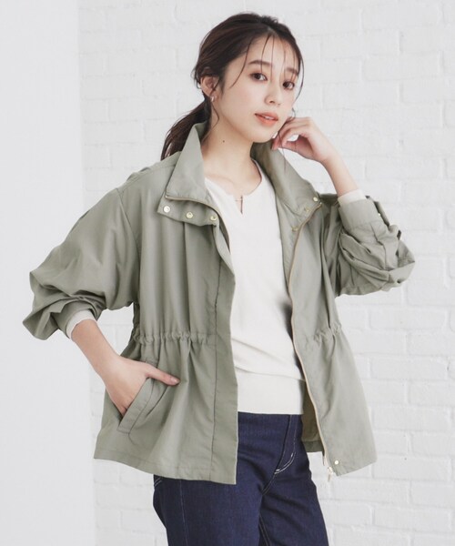 index（インデックス）の「◆スタンドカラーブルゾン【撥水/洗濯機洗い可/UVケア/防シワ】（ブルゾン・レディース・カーキ/ナチュラル/ネイビー・36/38/40/42）」の9枚目の写真