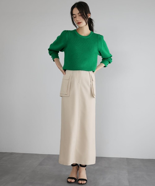 ELFRANK(エルフランク)の「パフスリーブニットプルオーバー(ニット/セーター・レディース・ブラック/グレー/オフホワイト/ベージュ/ピンク/グリーン・FREE)」の11枚目の写真