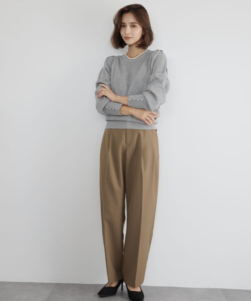 ELFRANK(エルフランク)の「【M~Lサイズ展開】《新色追加》パフスリーブニットプルオーバー(ニット/セーター・レディース・ブラック/グレー/オフホワイト/ベージュ/ピンク/グリーン/レッド・FREE/M/L)」の9枚目の写真