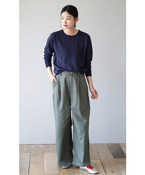 zootie（ズーティー）の「【着まくるためのシンプルデザイン】 12Gベーシックニット［クルーネック］（ニット/セーター・レディース・アイボリー/スモークピンク/ワインレッド/ブラウン/オレンジ/ネイビー/ベージュ/イエロー系その他/ブラック/杢グレー・M/LL/3L/S/L）」の16枚目の写真