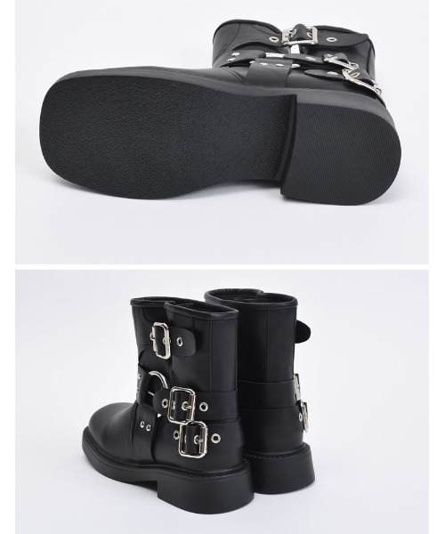 [大きいサイズ有]バックルデザインミドルエンジニアブーツ（ブーツ）｜Re:EDIT（リエディ）