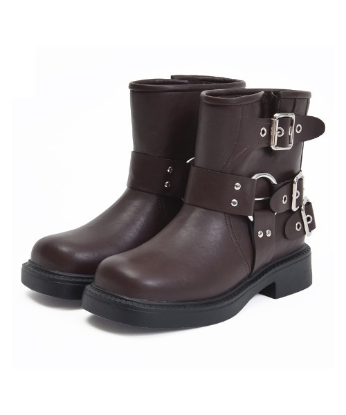 セール】[大きいサイズ有]バックルデザインミドルエンジニアブーツ