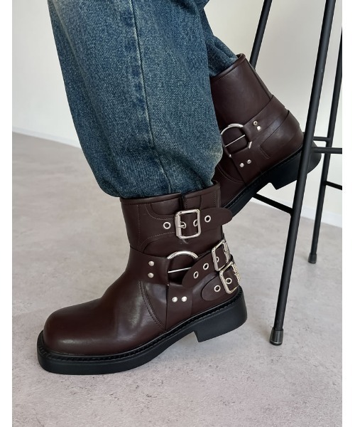 [大きいサイズ有]バックルデザインミドルエンジニアブーツ（ブーツ）｜Re:EDIT（リエディ）