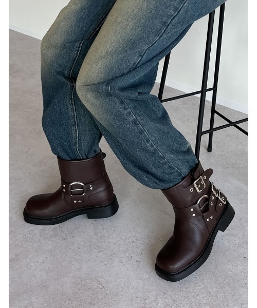 [大きいサイズ有]バックルデザインミドルエンジニアブーツ（ブーツ）｜Re:EDIT（リエディ）