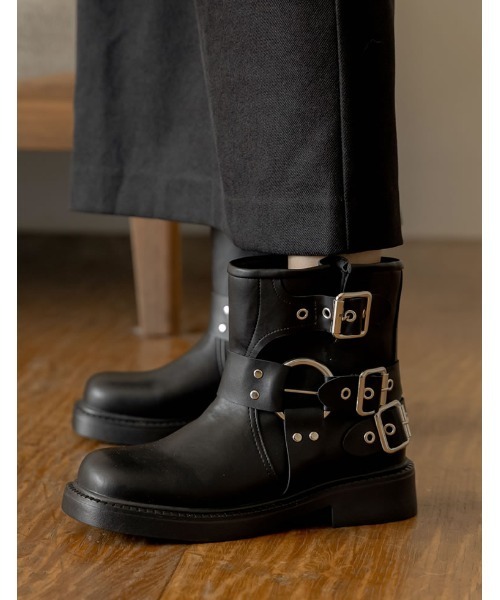 [大きいサイズ有]バックルデザインミドルエンジニアブーツ（ブーツ）｜Re:EDIT（リエディ）