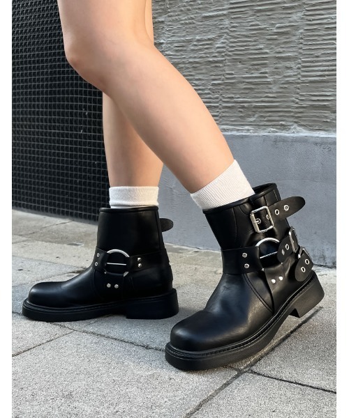 [大きいサイズ有]バックルデザインミドルエンジニアブーツ（ブーツ）｜Re:EDIT（リエディ）