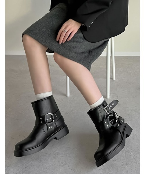 [大きいサイズ有]バックルデザインミドルエンジニアブーツ（ブーツ）｜Re:EDIT（リエディ）