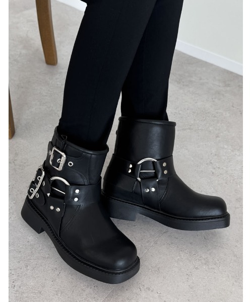 セール】[大きいサイズ有]バックルデザインミドルエンジニアブーツ