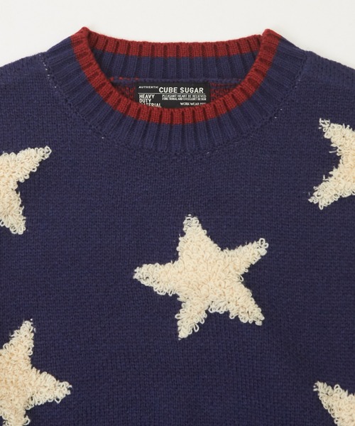 CUBE SUGAR（キューブシュガー）の「ループジャガードモチーフ柄プルオーバーニット（ニット/セーター・レディース・ネイビー/オレンジ/カーキ・M）」の15枚目の写真