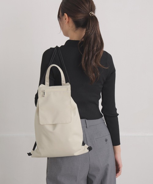 ALTROSE（アルトローズ）の「ナップサック リュック リュックサック マット（バックパック/リュック・レディース・ライトグレー/アイボリー/ブラック・FREE）」の9枚目の写真