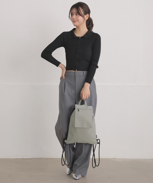 ALTROSE（アルトローズ）の「ナップサック リュック リュックサック マット（バックパック/リュック・レディース・ライトグレー/アイボリー/ブラック・FREE）」の14枚目の写真