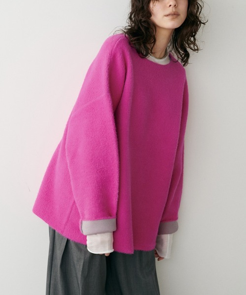 LARUTA(ラルータ)の「【LARUTA】フェレットタッチシャギー接結2WAYニット(ニット/セーター・レディース・チャコールグレー/グレイッシュベージュ/ブラック/ピンク・FREE)」の4枚目の写真