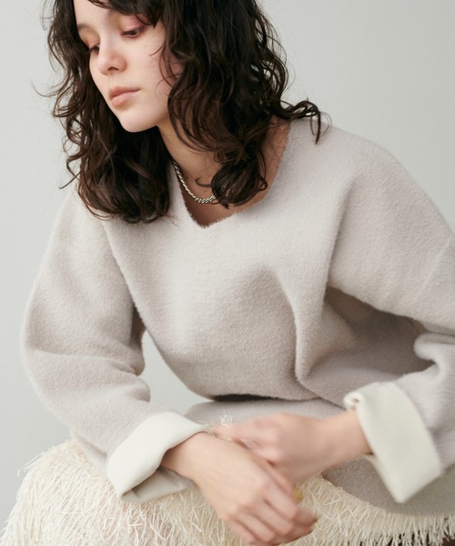 LARUTA(ラルータ)の「【LARUTA】フェレットタッチシャギー接結2WAYニット(ニット/セーター・レディース・チャコールグレー/グレイッシュベージュ/ブラック/ピンク・FREE)」の3枚目の写真
