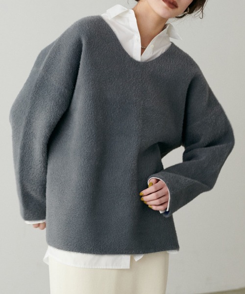 LARUTA(ラルータ)の「【LARUTA】フェレットタッチシャギー接結2WAYニット(ニット/セーター・レディース・チャコールグレー/グレイッシュベージュ/ブラック/ピンク・FREE)」の7枚目の写真