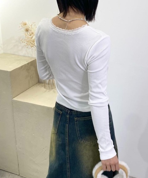 mebole(メボレ)の「レースラウンドネックシャツ(Tシャツ/カットソー・レディース・ホワイト/グレー/ブラック・FREE)」の12枚目の写真