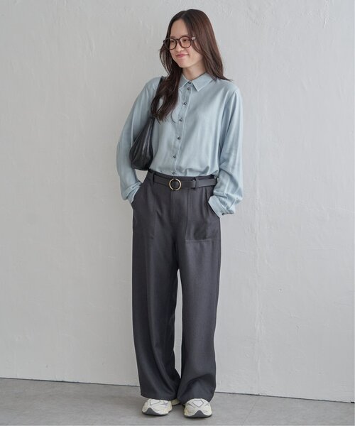 LBC(エルビーシー)の「綿レーヨンメタルボタンシャツ(シャツ/ブラウス・レディース・ホワイト/ライトブルー/チャコールグレー・L/M)」の10枚目の写真