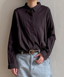 綿レーヨンメタルボタンシャツ