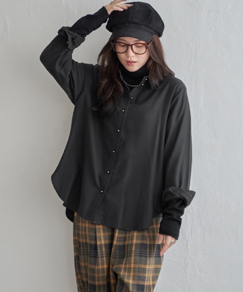 LBC(エルビーシー)の「綿レーヨンメタルボタンシャツ(シャツ/ブラウス・レディース・ホワイト/ライトブルー/チャコールグレー・L/M)」の22枚目の写真