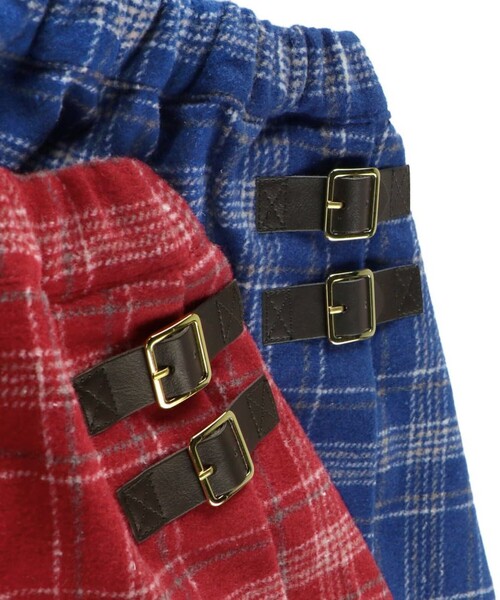 BRANSHES(ブランシェス)の「シャギーチェックスカート(スカート・キッズ・レッド/ブルー・90/100/110/120/130/140/150)」の9枚目の写真