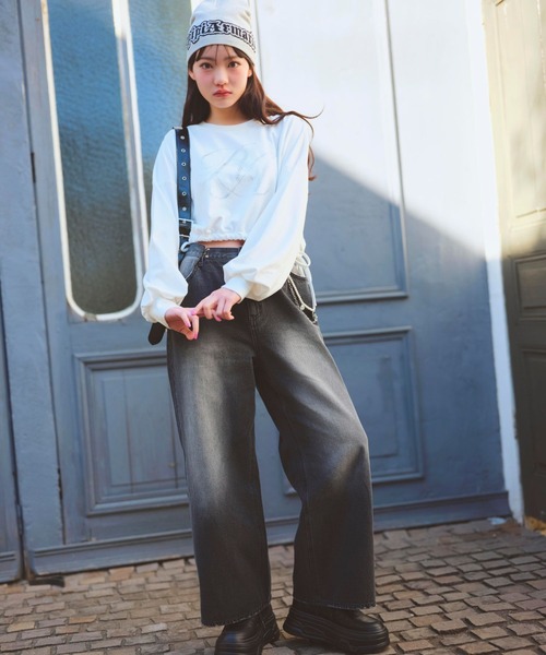 repipi armario（レピピ アルマリオ）の「【おうちで洗える】RAロゴビーニー（ニットキャップ/ビーニー・キッズ・グレー/ブラック・FREE）」の4枚目の写真