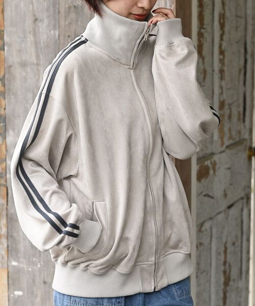 rps(アールピーエス)の「スエードポンチトラックジャケット(ブルゾン・レディース・モカ/チャコールグレー/グレイッシュベージュ/アイボリー/ブラック/ホワイト系その他4/ブラウン・フリー)」の7枚目の写真