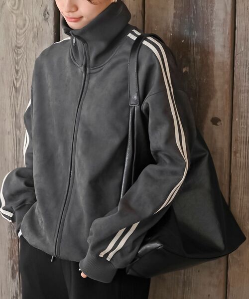 rps(アールピーエス)の「スエードポンチトラックジャケット(ブルゾン・レディース・モカ/チャコールグレー/グレイッシュベージュ/アイボリー/ブラック/ホワイト系その他4/ブラウン・フリー)」の5枚目の写真