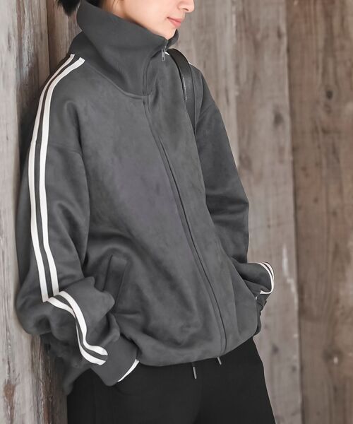 rps(アールピーエス)の「スエードポンチトラックジャケット(ブルゾン・レディース・モカ/チャコールグレー/グレイッシュベージュ/アイボリー/ブラック/ホワイト系その他4/ブラウン・フリー)」の10枚目の写真