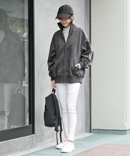 rps(アールピーエス)の「スエードポンチトラックジャケット(ブルゾン・レディース・モカ/チャコールグレー/グレイッシュベージュ/アイボリー/ブラック/ホワイト系その他4/ブラウン・フリー)」の11枚目の写真