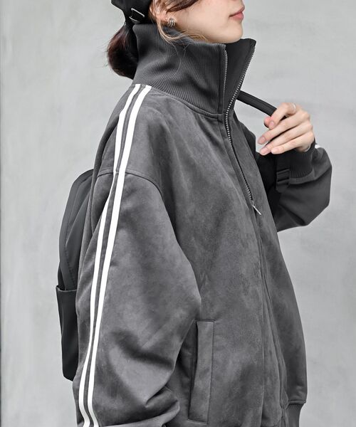 rps(アールピーエス)の「スエードポンチトラックジャケット(ブルゾン・レディース・モカ/チャコールグレー/グレイッシュベージュ/アイボリー/ブラック/ホワイト系その他4/ブラウン・フリー)」の12枚目の写真