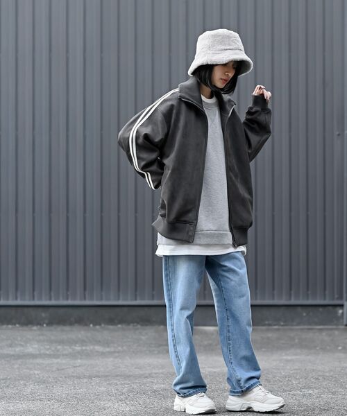 rps(アールピーエス)の「スエードポンチトラックジャケット(ブルゾン・レディース・モカ/チャコールグレー/グレイッシュベージュ/アイボリー/ブラック/ホワイト系その他4/ブラウン・フリー)」の14枚目の写真