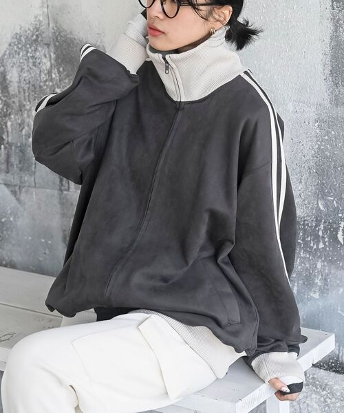 rps(アールピーエス)の「スエードポンチトラックジャケット(ブルゾン・レディース・モカ/チャコールグレー/グレイッシュベージュ/アイボリー/ブラック/ホワイト系その他4/ブラウン・フリー)」の16枚目の写真