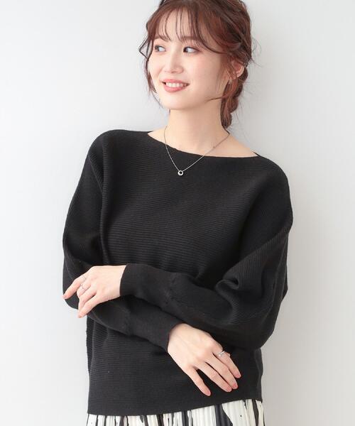 everyone M ブラックニットセーター セール】【洗える】上品で華やかに アンジェリーナ ドルマンニット